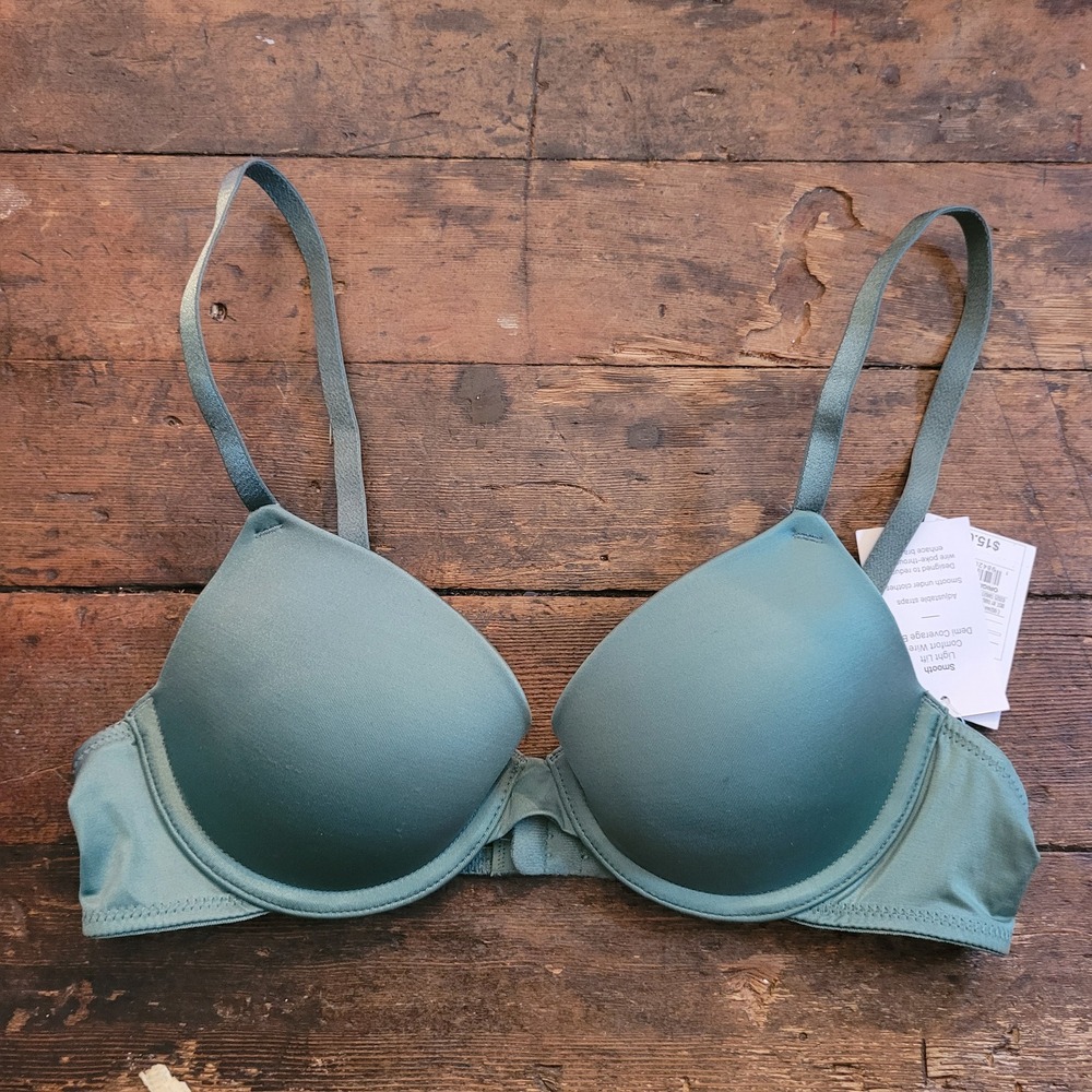 Auden Women Sage Green Smooth Light Lift Comfort Wire Demi Coverage Bra 32A NWT